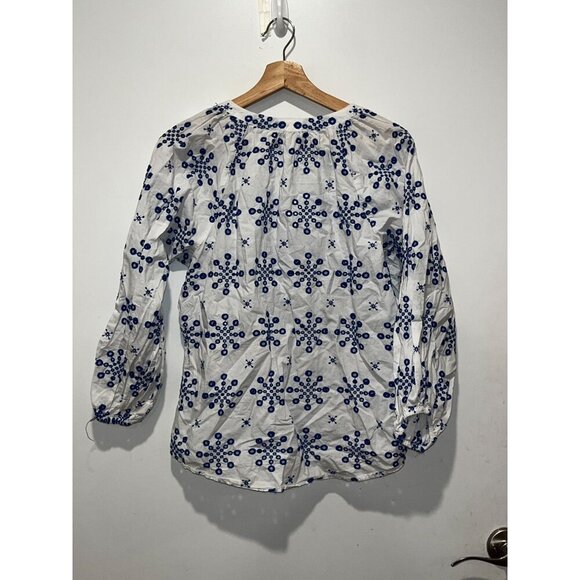 Hale Bob Blue & White Maevy Eyelete Button downs Top  Blouse Women's Blouse Size - Picture 5 of 8